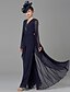 cheap Mother of the Bride Pantsuits-Jumpsuits Mother of the Bride Dress Plus Size Elegant V Neck Floor Length Georgette Long Sleeve with Tier 2023