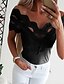 cheap Women&#039;s Blouses &amp; Shirts-Women&#039;s T shirt Solid Colored Off Shoulder Lace Fashion Off Shoulder Basic Tops White Black Blue