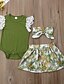 preiswerte Kleidersets für Babys (Mädchen)-Baby Mädchen Boho Blumen Kurzarm Standard Kleidungs Set Grün