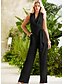 cheap Women&#039;s Jumpsuits &amp; Rompers-Women&#039;s Black Wide Leg Slim Jumpsuit Onesie, Solid Colored Chiffon / Fashion S M L Spring Summer Fall