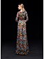 cheap Evening Dresses-Sheath / Column Elegant &amp; Luxurious Floral Formal Evening Wedding Party Dress Jewel Neck Half Sleeve Floor Length Lace with 2021