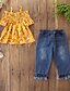 preiswerte Sets-Kids Toddler Girls&#039; Clothing Set Floral Tassel Fringe Print Short Sleeve Active Basic Regular Orange