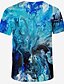 halpa Miesten vapaa-ajan T-paidat-Miesten Pluskoko T-paita Abstrakti Kuvitettu Painettu Topit Pyöreä kaula-aukko Vaalean sininen