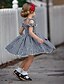 cheap Dresses-Kids Little Girls&#039; Dress Houndstooth Jacquard Backless Lace up Pleated Black Cotton Knee-length Short Sleeve Active Cute Dresses Regular Fit / Bow