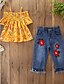preiswerte Sets-Kids Toddler Girls&#039; Clothing Set Floral Tassel Fringe Print Short Sleeve Active Basic Regular Orange