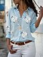 cheap Women&#039;s Blouses &amp; Shirts-Women&#039;s Shirt Blouse Leopard White Yellow Leopard Floral Print Long Sleeve Work Basic Casual Shirt Collar Regular S
