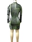 cheap Women&#039;s Dresses-Women&#039;s Basic Slim Bodycon Dress - Striped Patchwork Green S M L XL
