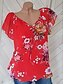 cheap Women&#039;s Blouses &amp; Shirts-Women&#039;s Blouse Floral Pattern Flower Weekend Plus Size Blouse Shirt Short Sleeve V Neck Streetwear Loose Fit White Yellow Red US4 / UK8 / EU36