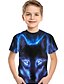 tanie Topy-Dzieci Brzdąc Dla chłopców Podkoszulek T-shirt Krótki rękaw Wilk Nadruk 3D Zwierzę Nadruk Niebieski Dzieci Najfatalniejszy Lato Aktywny Podstawowy
