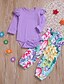 cheap Baby Girls&#039; Clothing Sets-Baby Girls&#039; Basic Cotton Print Print Long Sleeve Regular Clothing Set Purple / Toddler