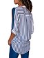 billige Bluser og skjorter til kvinner-Skjortekrage Store størrelser Skjorte Dame - Stripet, Lapper Elegant Hvit