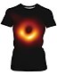 halpa Naisten T-paidat-Naisten T-paita Galaksi Väripalikka 3D Pluskoko Pyöreä kaula-aukko Painettu Topit Katutyyli Liioiteltu Musta
