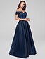 cheap Prom Dresses-A-Line Elegant Formal Evening Dress Off Shoulder Short Sleeve Floor Length Satin with Embroidery 2020