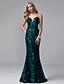 cheap Evening Dresses-Mermaid / Trumpet Sparkle &amp; Shine Beaded &amp; Sequin Formal Evening Black Tie Gala Dress Spaghetti Strap Low Back Sleeveless Sweep / Brush Train Sequined with Sequin 2022