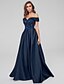 cheap Prom Dresses-A-Line Elegant Formal Evening Dress Off Shoulder Short Sleeve Floor Length Satin with Embroidery 2020