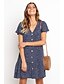 cheap Mini Dresses-Women&#039;s Basic Loose Swing Dress Print V Neck Cotton Black Yellow Blue S M L XL