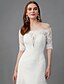 preiswerte Hochzeitskleider-A-Line Off Shoulder Court Train Satin Made-To-Measure Wedding Dresses with Lace by LAN TING BRIDE®