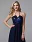 cheap Special Occasion Dresses-Sheath / Column Elegant Beautiful Back Beaded &amp; Sequin Prom Formal Evening Dress Halter Neck Sleeveless Floor Length Chiffon Charmeuse Sequined with Side Draping 2020
