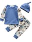 billiga Babykläder för pojke-Bebis Pojkar Ledigt Aktiv Tryck Tryck Långärmad Normal Klädesset Blå / Småbarn