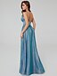 お買い得  プロムドレス-A-Line Elegant Sparkle &amp; Shine Formal Evening Dress V Neck Sleeveless Floor Length Taffeta Sequined with Pleats Beading Crystal Brooch 2021