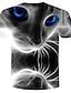 Χαμηλού Κόστους ανδρικό μπλουζάκι 3d-Ανδρικά Μπλουζάκι Πουκάμισο Κοντομάνικα Γραφική Ζώο Γάτα Στρογγυλή Λαιμόκοψη Γκρίζο 3D εκτύπωση Μεγάλα Μεγέθη Δρόμος Καθημερινά Κοντομάνικο Στάμπα Ρούχα Πάρτι Υψηλής Ποιότητας Καθημερινό Χώρα