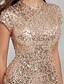 cheap Prom Dresses-Mermaid / Trumpet Special Occasion Dresses Celebrity Style Dress Formal Evening Sweep / Brush Train Short Sleeve Jewel Neck Sequined with Sequin 2023