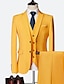 olcso Öltönyök-fekete fehér sárga férfi esküvői parti esti hazatérés öltönyök egyszínű 3 részes vékony szabású egymellű kétgombos 2024