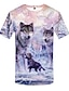cheap Animal &amp; Muppets-Wolves In The Snow Mens Graphic Shirt Tee Animal 3D Round Neck White Plus Size Daily Wear Short Sleeve Print Clothing Apparel Basic Wolf Casual Purple Cotton Nature