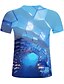 preiswerte T-Shirts &amp; Tank Tops für Herren-Herrn 3D / Regenbogen / Grafik - Rockig / Übertrieben Übergrössen Baumwolle T-shirt, Rundhalsausschnitt Druck Blau