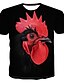 cheap Men&#039;s 3D Tee-Men&#039;s T shirt Tee Shirt Tee Graphic Animal Chicken Round Neck Gold Red Grey Black 3D Print Casual Daily Short Sleeve Print Clothing Apparel Chic &amp; Modern Funny Comfortable Big and Tall / Summer