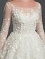 tanie Menyasszonyi ruhák-Wedding Dresses Ball Gown Scoop Neck Long Sleeve Court Train Lace Bridal Gowns With Buttons Appliques 2023 Summer Wedding Party, Women&#039;s Clothing