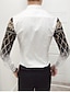 cheap Men&#039;s Tuxedo Shirts-Men&#039;s Shirt Prom Shirt Geometric Shirt Collar White Black Long Sleeve Print Tops