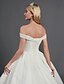 cheap Wedding Dresses-Ball Gown Wedding Dresses Off Shoulder Sweep / Brush Train Organza Satin Sleeveless Glamorous Plus Size with Draping 2021