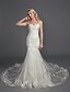 cheap Wedding Dresses-Wedding Dresses Mermaid / Trumpet Strapless Sleeveless Sweep / Brush Train Lace Bridal Gowns With Lace Appliques 2024