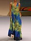 cheap Maxi Dresses-Women&#039;s Sheath Dress Maxi long Dress Royal Blue Light Blue Sleeveless Geometric Spring &amp; Summer V Neck Basic Hot Vintage 2021 S M L XL XXL 3XL 4XL 5XL / Plus Size