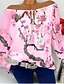 cheap Plus Size Tops-Women&#039;s T-shirt - Floral / 3D Lace up / Patchwork / Print V Neck Blushing Pink