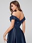 cheap Prom Dresses-A-Line Elegant Formal Evening Dress Off Shoulder Short Sleeve Floor Length Satin with Embroidery 2020