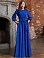 cheap Women&#039;s Dresses-Women&#039;s Sheath Dress Maxi long Dress - Long Sleeve Solid Colored Bow Lace up Fashion Spring Summer Basic Wine Black Blue Red Green Navy Blue S M L XL XXL
