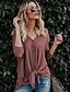 billige Bluser og skjorter til kvinner-Tynn V-hals Skjorte Dame - Ensfarget Dusty Rose Svart