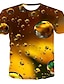 levne Pánská 3D trička-Pánské Větší velikosti Pivo Tisk Tričko Šik ven Punk &amp; Gothic Kulatý Zlatá