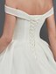 cheap Wedding Dresses-Ball Gown Wedding Dresses Off Shoulder Sweep / Brush Train Organza Satin Sleeveless Glamorous Plus Size with Draping 2021