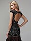 cheap Special Occasion Dresses-Sheath / Column Elegant &amp; Luxurious Cut Out See Through Formal Evening Dress V Neck Sleeveless Sweep / Brush Train Lace Tulle with Lace Crystals Beading 2020