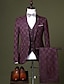 cheap Suits-Black/Burgundy/Royal Blue Men&#039;s Wedding Party Suits 3 Piece Checkered Tailored Fit Suit Single Breasted One-button