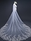 cheap Wedding Veils-One-tier Luxury / Lace Applique Edge Wedding Veil Cathedral Veils with Sequin / Appliques 118.11 in (300cm) Lace / Tulle / Oval