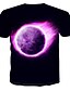 halpa Miesten t-paidat ja hihattomat paidat-Miesten T-paita Galaksi Color Block 3D Painettu Topit Pyöreä kaula-aukko Musta