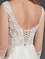 cheap Wedding Dresses-Wedding Dresses Court Train Sheath / Column Long Sleeve Scoop Neck Lace With Lace Beading 2023 Bridal Gowns