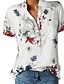 billige Bluser og skjorter til kvinner-Dame Store størrelser Bluse Skjorte Geometrisk Trykt mønster V-hals Topper Hvit Svart Blå