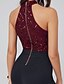 cheap Prom Dresses-Jumpsuits Sparkle Black Wedding Guest Formal Evening Dress Halter Neck Sleeveless Ankle Length Sequined with Beading Sequin 2020