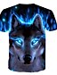 cheap Women&#039;s T-shirts-Women&#039;s Masquerade Casual / Daily Basic / Exaggerated T-shirt - Color Block / 3D / Animal Print Blue