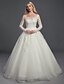 tanie Menyasszonyi ruhák-Wedding Dresses Ball Gown Scoop Neck Long Sleeve Court Train Lace Bridal Gowns With Buttons Appliques 2023 Summer Wedding Party, Women&#039;s Clothing